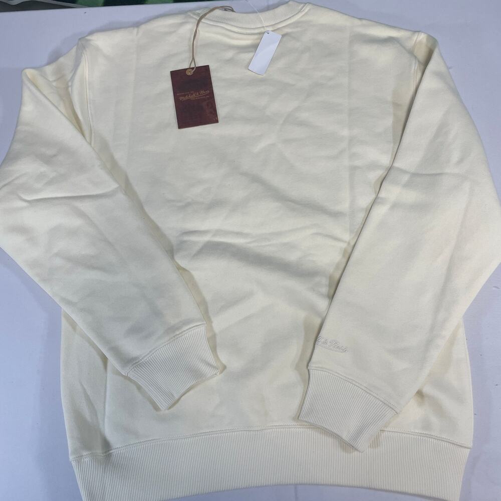 Fordham Rams Mitchell & Ness White Monochrome Crewneck Sweatshirt Men's Sz S NWT - Picture 2 of 2